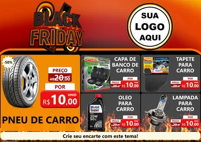 Modelo de Encarte para Encarte A4 Horizontal com o tema Black Friday para Auto peças