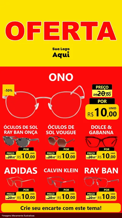 Modelo de Rede Social para Stories com o tema OFERTA - Vermelho Cartaz para Óticas