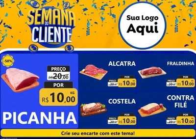 Modelo de Encarte para Encarte A4 Horizontal com o tema Semana do Cliente para Açougue