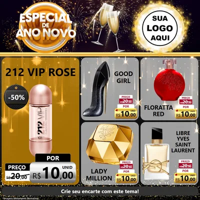 Modelo de Rede Social para Feed Facebook com o tema Especial de Ano Novo para Perfumes