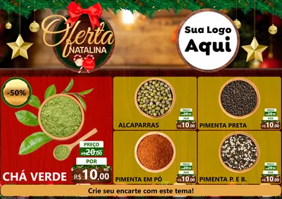 Modelo de Encarte para Encarte A4 Horizontal com o tema Ofertas Natalina para Produtos Naturais