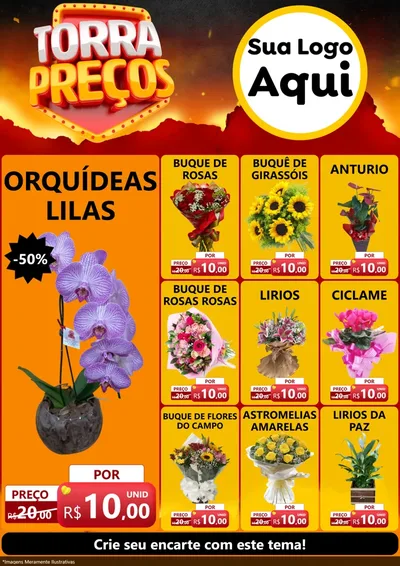 Modelo de Encarte para Encarte A4 Vertical com o tema Torra Preços para Floricultura e jardim
