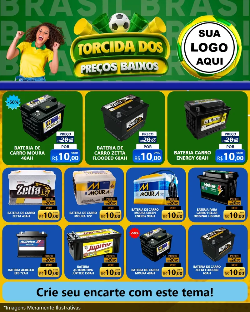 Modelo de Rede Social para Feed Instagram com o tema Torcida dos Preços Baixos para Baterias Elétricas