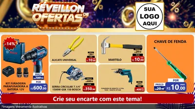 Modelo de TV para TV Horizontal com o tema Réveillon de Ofertas para Maquinas e Ferramentas