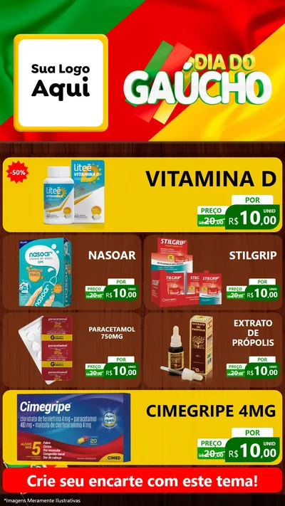 Modelo de TV para TV Vertical com o tema Dia do Gaúcho para Farmácia