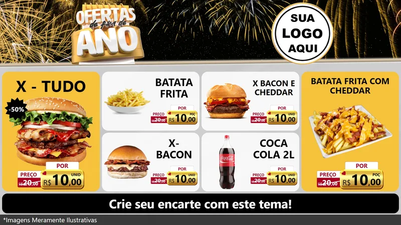 Modelo de TV para TV Horizontal com o tema Ofertas de Fim de Ano para Hamburgueria