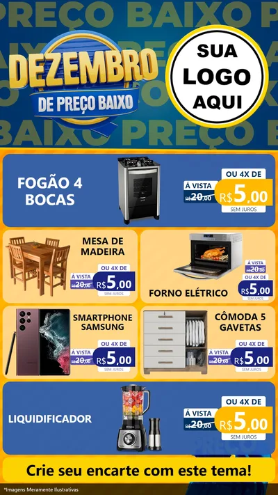 Modelo de TV para TV Vertical com o tema Dezembro de Preço Baixo para Móveis e Eletro