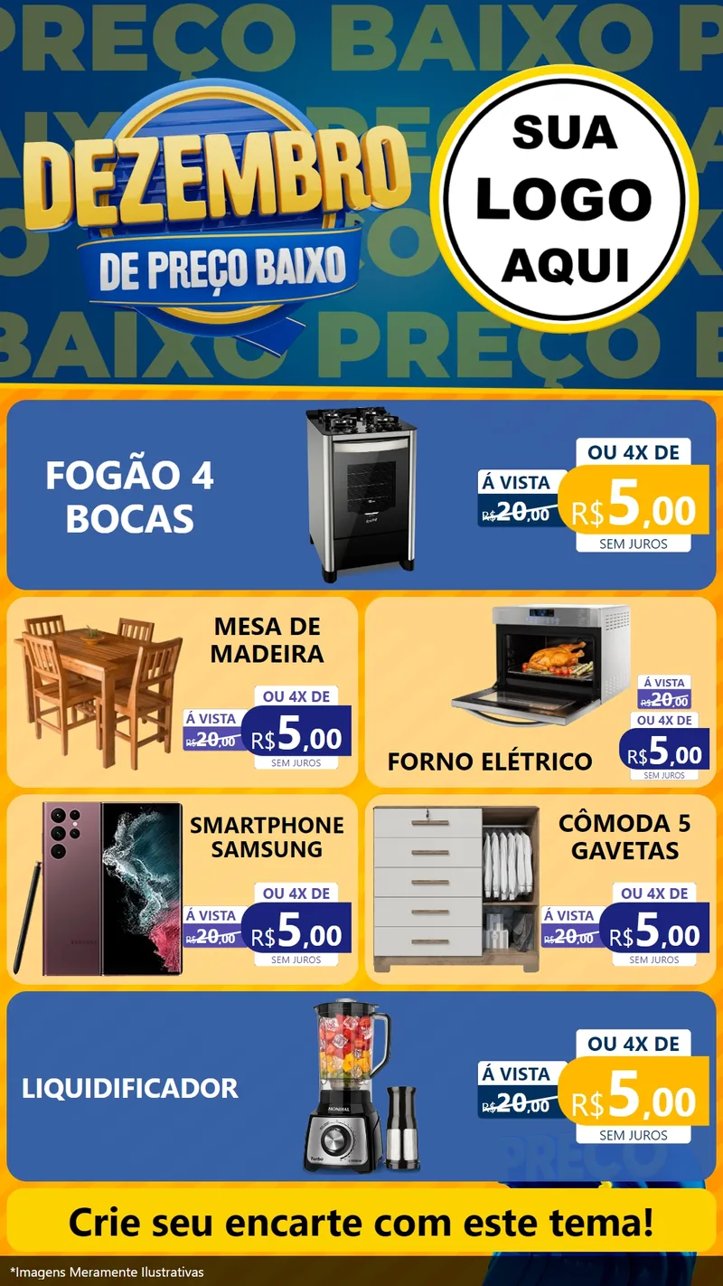 Modelo de TV para TV Vertical com o tema Dezembro de Preço Baixo para Móveis e Eletro