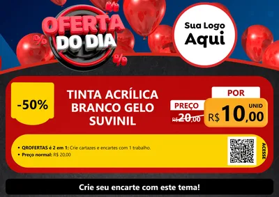 Modelo de Cartaz para Cartaz A4 Horizontal com o tema Oferta do Dia para Tintas e Ferramentas