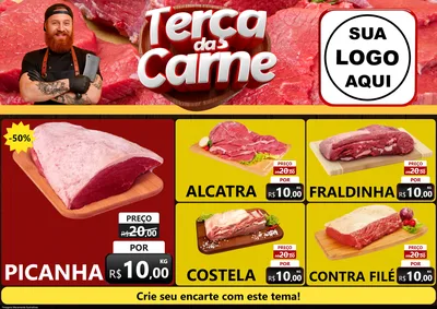 Modelo de Encarte para Encarte A4 Horizontal com o tema Terça das Carnes para Açougue