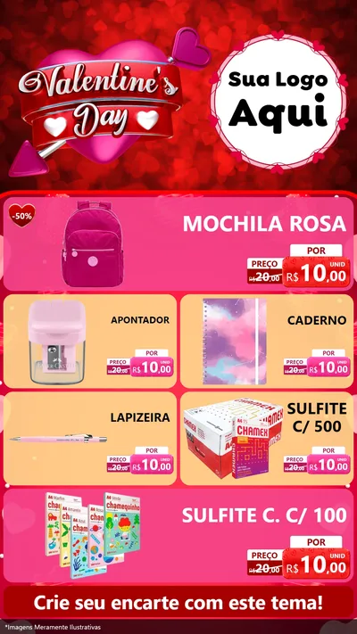 Modelo de TV para TV Vertical com o tema Valentine's Day para Papelaria
