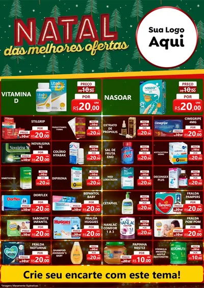Modelo de Encarte para Encarte A4 Vertical com o tema Natal das Melhores Ofertas para Farmácia