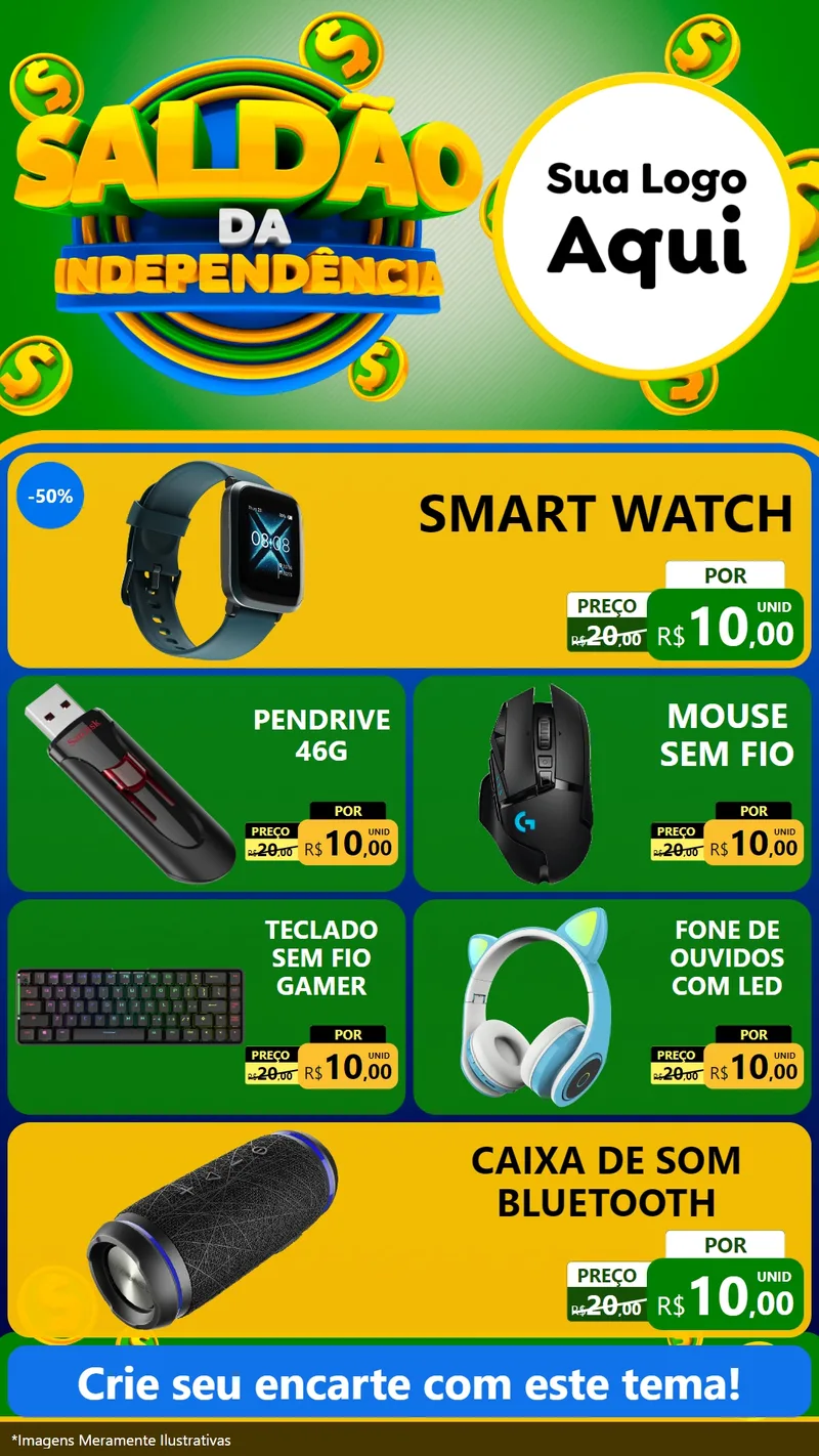 Modelo de TV para TV Vertical com o tema Saldão da Indepêndencia para Informática