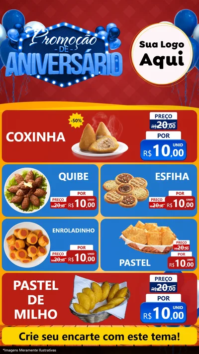 Modelo de TV para TV Vertical com o tema Promoção de Aniversário para Salgadaria