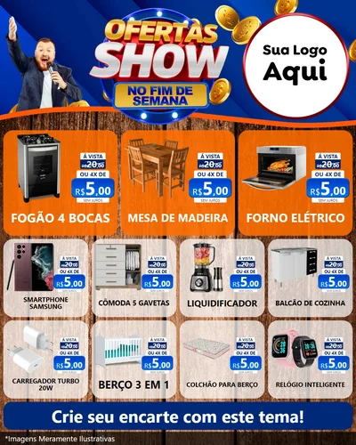 Modelo de Rede Social para Feed Instagram com o tema Ofertas Show No Fim De Semana para Móveis e Eletro