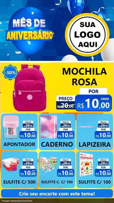 Modelo de Rede Social para Stories com o tema Mês de Aniversário para Papelaria