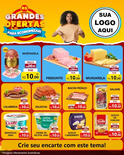 Modelo de Rede Social para Feed Instagram com o tema Grandes Ofertas Para Economizar! para Frios e Laticínios