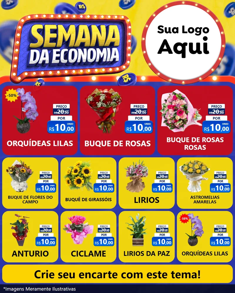 Modelo de Rede Social para Feed Instagram com o tema Semana da Economia para Floricultura e jardim
