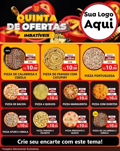 Modelo de Rede Social para Feed Instagram com o tema Quinta de Ofertas Imbatíveis para Pizzaria