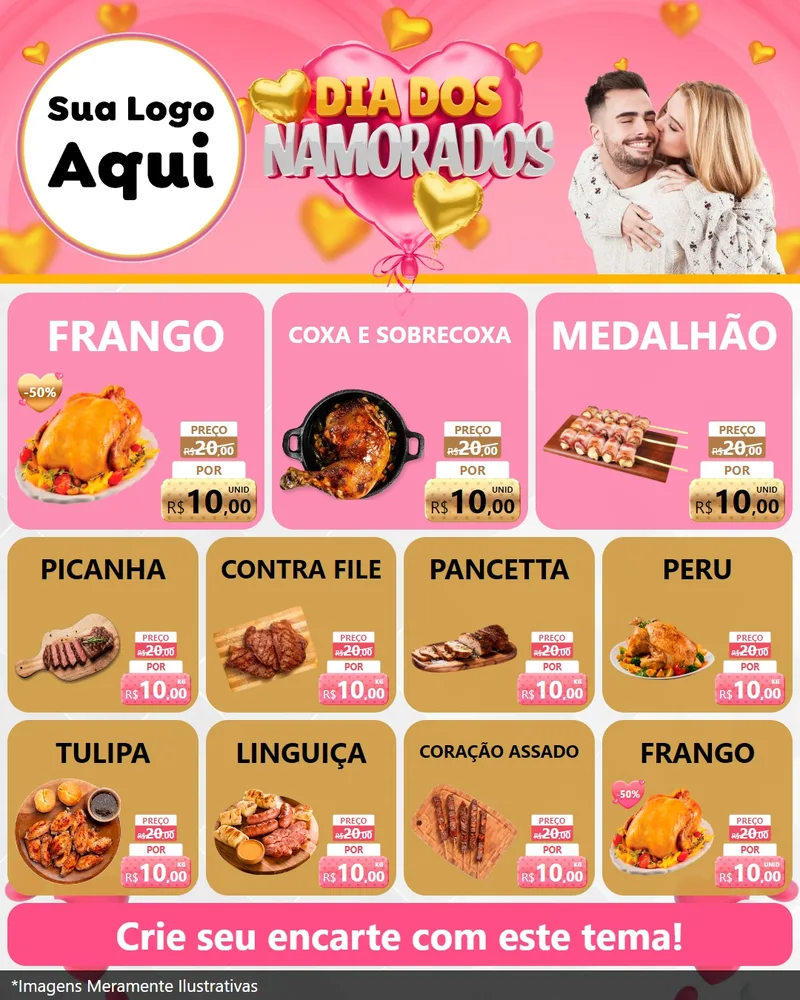 Modelo de Rede Social para Feed Instagram com o tema Dia dos Namorados para Assados