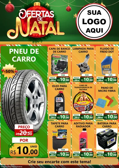 Modelo de Encarte para Encarte A4 Vertical com o tema Ofertas de Natal para Auto peças