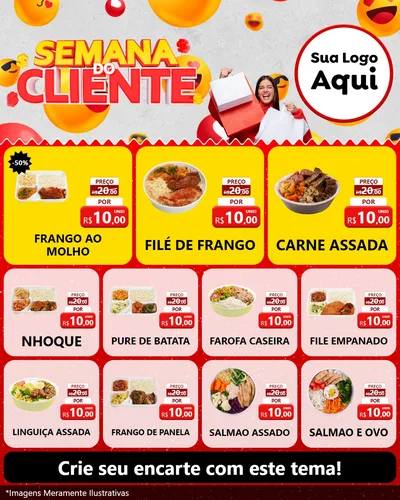 Modelo de Rede Social para Feed Instagram com o tema Semana do Cliente para Restaurante