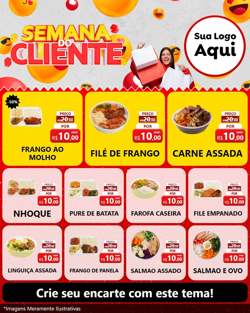 Modelo de Rede Social para Feed Instagram com o tema Semana do Cliente para Restaurante