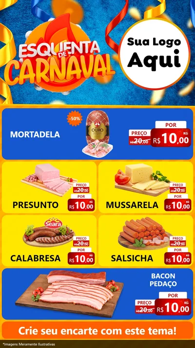 Modelo de TV para TV Vertical com o tema Esquenta de Carnaval para Frios e Laticínios