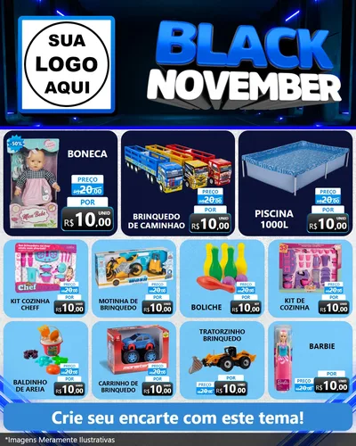 Modelo de Rede Social para Feed Instagram com o tema Black November para Brinquedos