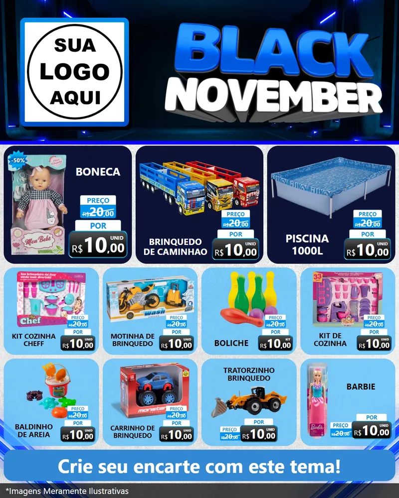 Modelo de Rede Social para Feed Instagram com o tema Black November para Brinquedos