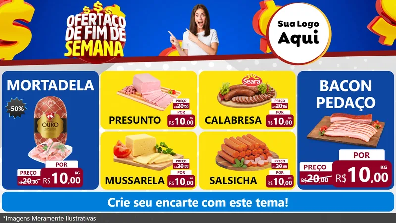 Modelo de TV para TV Horizontal com o tema Ofertaço de Fim de Semana para Frios e Laticínios