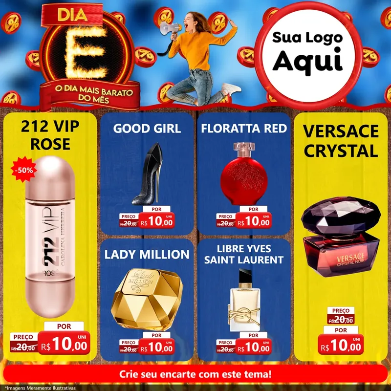 Modelo de Rede Social para Feed Facebook com o tema Dia E - O Dia Mais Barato Do Mês para Perfumes
