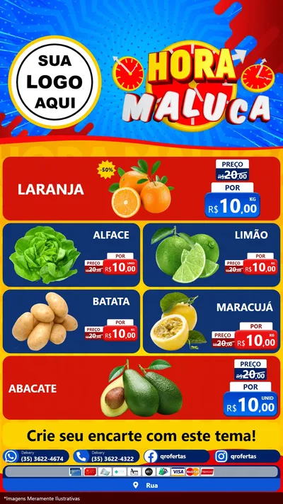 Modelo de TV para TV Vertical com o tema Hora Maluca para Hortifrúti