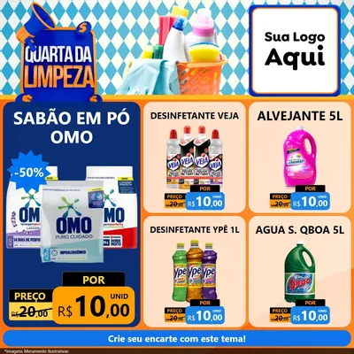 Modelo de Rede Social para Feed Facebook com o tema Quarta da Limpeza para Produtos de Limpeza