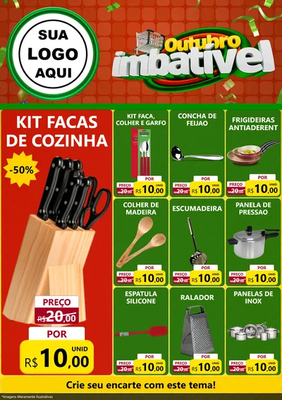 Modelo de Encarte para Encarte A4 Vertical com o tema Outubro Imbatível para Utilidades Domésticas