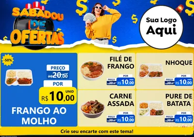 Modelo de Encarte para Encarte A4 Horizontal com o tema Sabadou de Ofertas para Restaurante