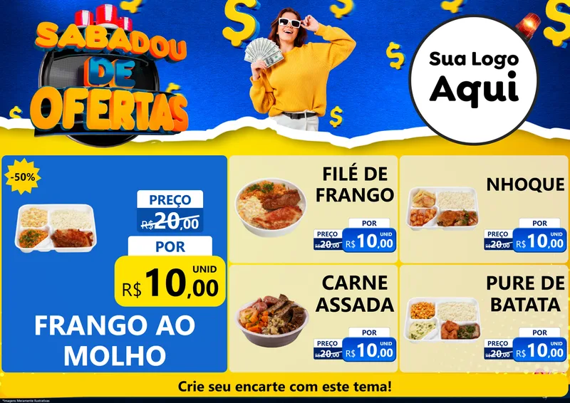 Modelo de Encarte para Encarte A4 Horizontal com o tema Sabadou de Ofertas para Restaurante