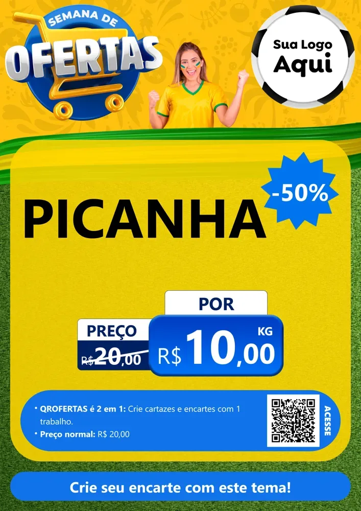 Modelo de Cartaz para Cartaz A4 Vertical com o tema Semana de Ofertas - Copa para Açougue