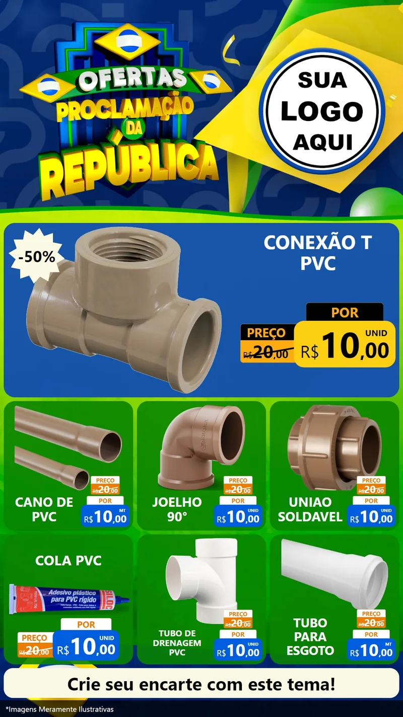 Modelo de Rede Social para Stories com o tema Ofertas Proclamação da República para Tubos e conexões