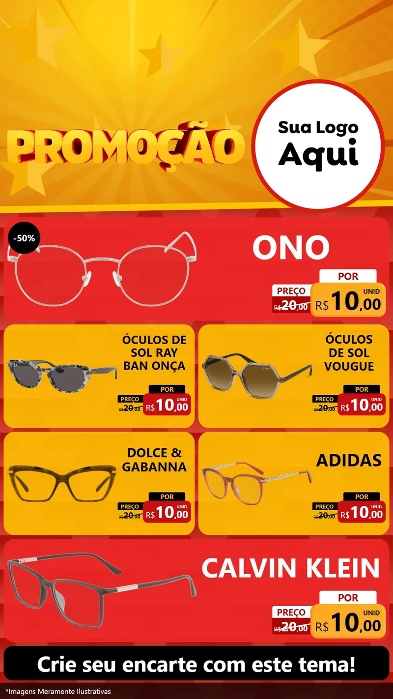 Modelo de TV para TV Vertical com o tema Promoção para Óticas