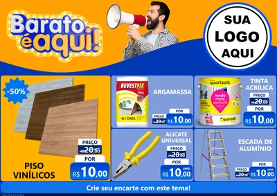 Modelo de Encarte para Encarte A4 Horizontal com o tema Barato é aqui para Material para Construção