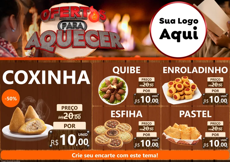 Modelo de Encarte para Encarte A4 Horizontal com o tema Ofertas Para Aquecer para Salgadaria