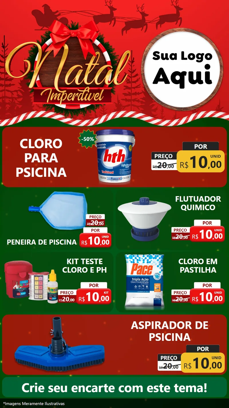Modelo de TV para TV Vertical com o tema Natal Imperdível para Produtos para Piscina
