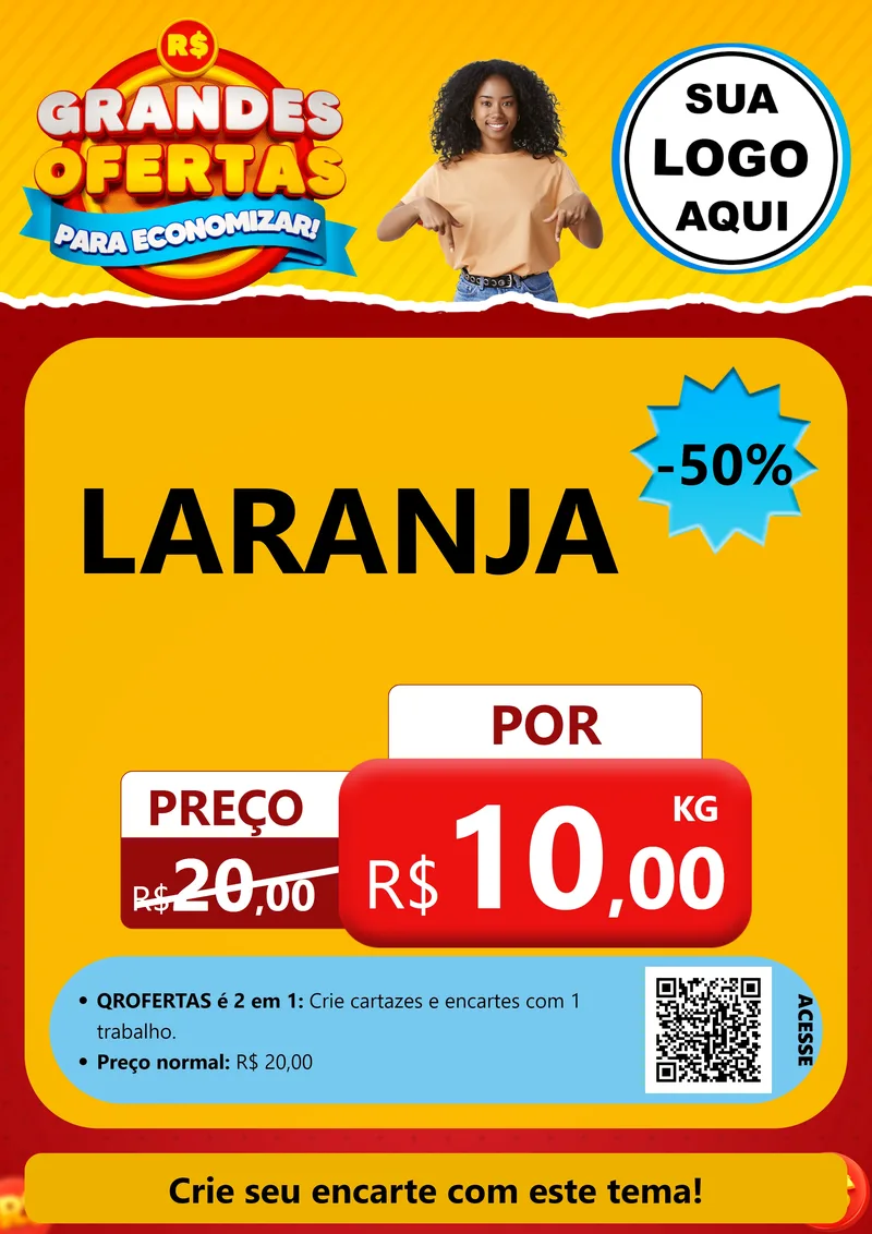 Modelo de Cartaz para Cartaz A4 Vertical com o tema Grandes Ofertas Para Economizar! para Hortifrúti