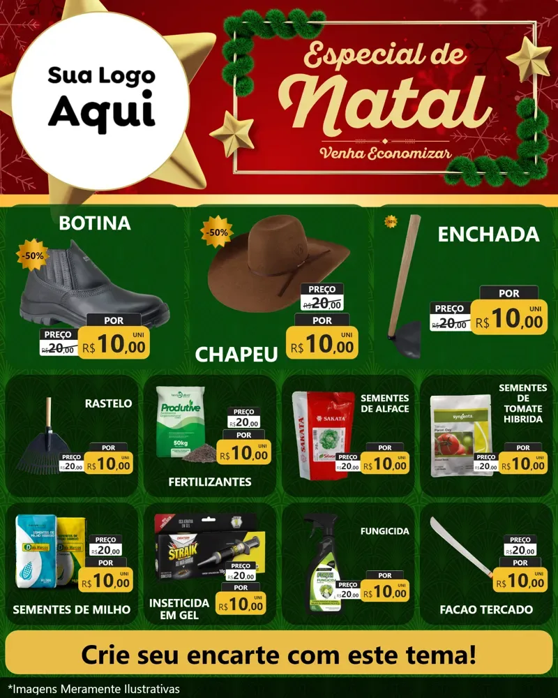 Modelo de Rede Social para Feed Instagram com o tema Especial de Natal para Agropecuária