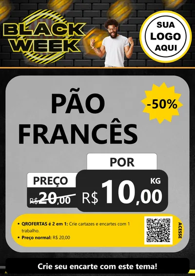 Modelo de Cartaz para Cartaz A4 Vertical com o tema Black Week para Padaria