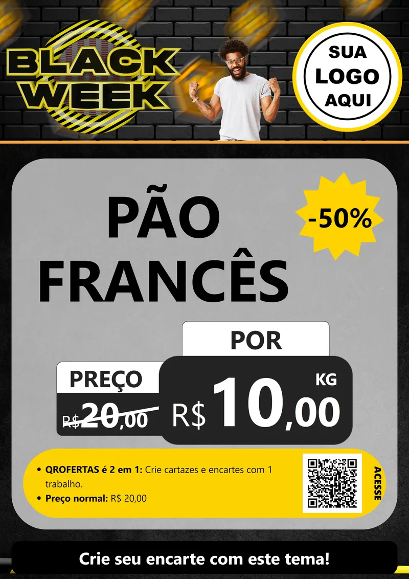 Modelo de Cartaz para Cartaz A4 Vertical com o tema Black Week para Padaria