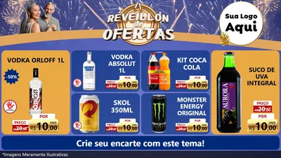 Modelo de TV para TV Horizontal com o tema Réveillon de Ofertas para Distribuidora de bebidas