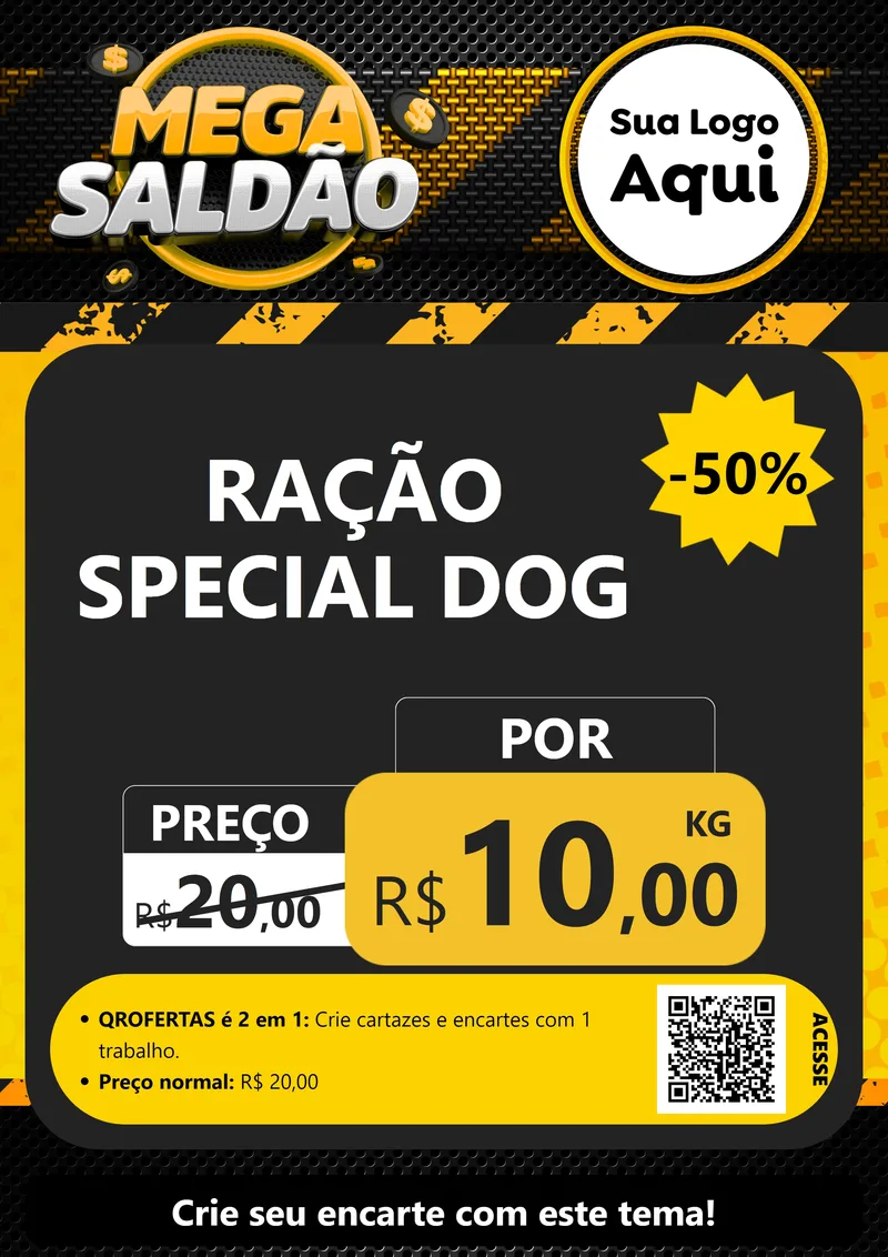 Modelo de Cartaz para Cartaz A4 Vertical com o tema Mega Saldão para Pet Shop