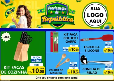 Modelo de Encarte para Encarte A4 Horizontal com o tema Proclamação da República para Utilidades Domésticas